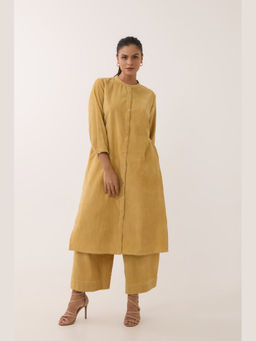 Tara-C-Tara - Golden Mustard Corduroy Kurta and Palazzos