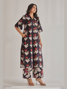 Tara-C-Tara - Bagru Hand Block Printed Cotton Black Kurta