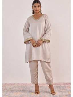 Tara-C-Tara - Champagne Pearl Embellished Off White Co-Ord Set