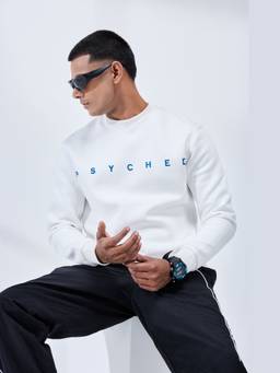 Psyched - Men Origin White Graphic Sweatshirt