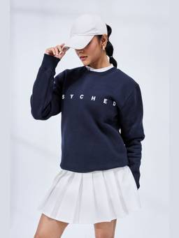 Psyched - Men Depth Navy Blue Graphic Sweatshirt