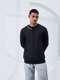 Psyched - Men Dark Lit Black Graphic Sweatshirt
