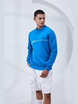 Psyched - Men Resolve Blue Graphic Sweatshirt
