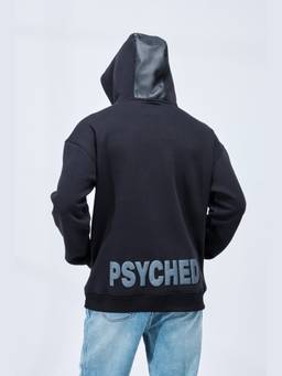 Psyched - Men Black Stride Black Solid Hoodie