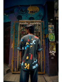 Psyched - Men Grey Cotton Blend Oversized Graphic T-Shirt