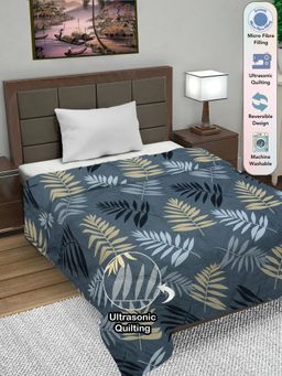FABINALIV - Grey Nature Ultrasonic Quilted Reversible Ac Room Single Bed Comforter (Single)