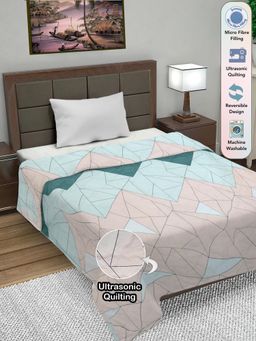 FABINALIV - Multi-Color Geometric Ultrasonic Quilted Reversible Ac Room Single Bed Comforter (Single)