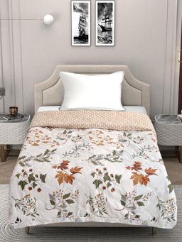 FABINALIV - White Nature Ultrasonic Quilted Reversible Ac Room Double Bed Comforter (Single)