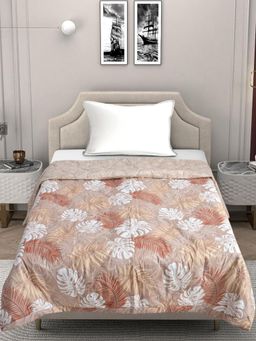 FABINALIV - Brown Nature Ultrasonic Quilted Reversible Ac Room Double Bed Comforter (Single)