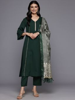 Varanga - Women Olive Gota Lace Kurta with Trouser and Dupatta (Set of 3)