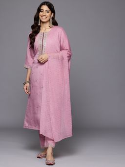 Varanga - Women Lavender Zari Embellished Kurta Paired with Trouser and Dupatta (Set of 3)