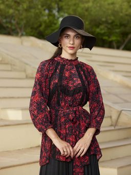 Bhanuni by Jyoti - Imperial Red Printed Top