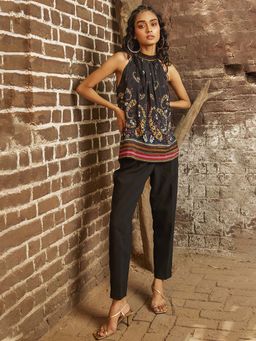 Bhanuni by Jyoti - Matte Black Halter Top