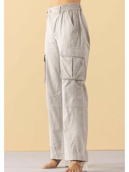 MARKKAH STUDIO - Grey Chambray Solid Cargo Pant