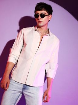 Campus Sutra - Mens White And Blue Striped Regular Fit Casual Shirt