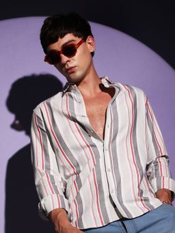 Campus Sutra - Mens Multitrack Striped Button Up Shirt