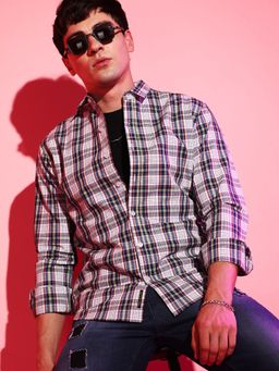 Campus Sutra - Mens Tartan Plaid Button Up Shirt