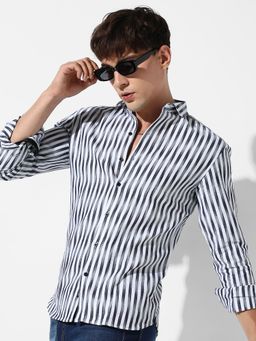 Campus Sutra - Mens Ombre Stripe Button Up Shirt