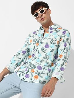Campus Sutra - Mens Rose Garden Print Button Up Shirt