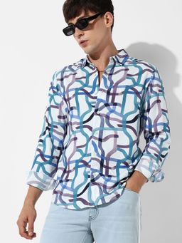 Campus Sutra - Mens Abstract Print Button Up Shirt