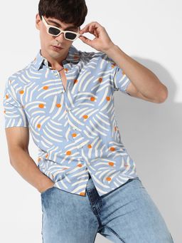 Campus Sutra - Mens Abstract Print Button Up Shirt