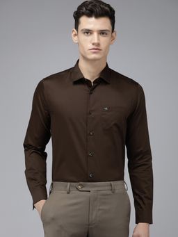 The Bear House - Ardor Edition Men Brown Solid Slim Fit Egyptian Giza Cotton Formal Shirt