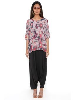 PS Pret by Payal Singhal - Red Ikat Tribe Print Art Crepe Short Maya Tunic