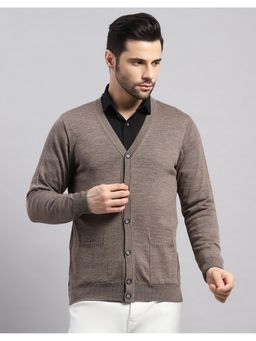 Monte Carlo - Men's Regular Fit Solid Winter Brown Sweater