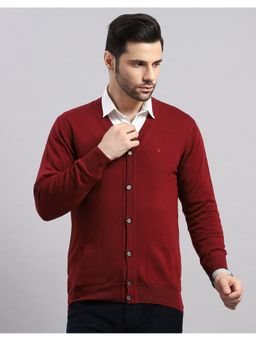 Monte Carlo - Men's Regular Fit Solid Winter Maroon Sweater