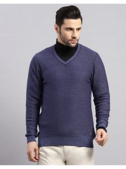 Monte Carlo - Men's Regular Fit Winter Blue Sweater
