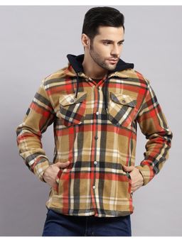 Monte Carlo - Men Regular Hooded Khaki Checks Shacket