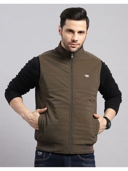 Monte Carlo - Men Regular High Neck Brown Solid Jacket