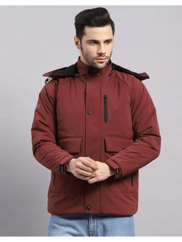 Monte Carlo - Men Regular Hooded Burgundy Solid Puffer Jacket