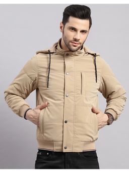 Monte Carlo - Men Regular Hooded Khaki Solid Puffer Jacket