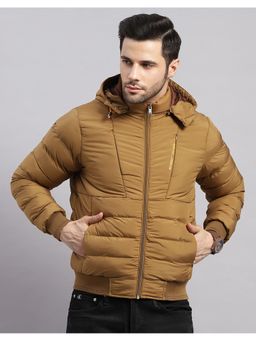 Monte Carlo - Men Regular Hooded Brown Solid Puffer Jacket