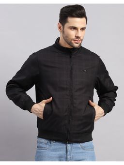 Monte Carlo - Men Regular High Neck Black Checks Reversible Jacket