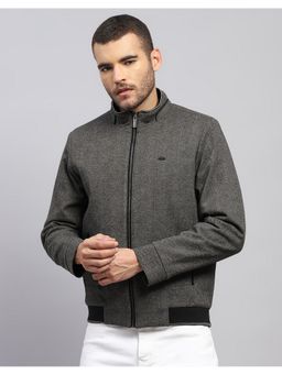 Monte Carlo - Men's Regular High Neck Grey Self Design Jacket