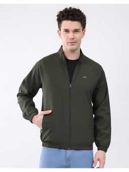 Monte Carlo - Men's Green High Neck Solid Zipper Regular Bomber Jacket