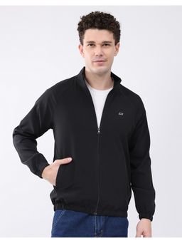 Monte Carlo - Men Black High Neck Solid Zipper Regular Bomber Jacket