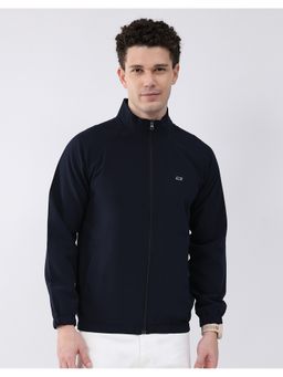 Monte Carlo - Men's Navy Blue High Neck Solid Zipper Regular Bomber Jacket