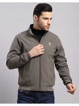 Monte Carlo - Men's Regular High Neck Grey Self Design Jacket