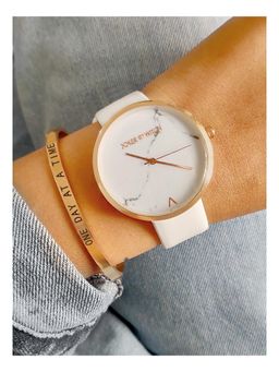 Joker and Witch - Joker & Witch Elise White Marble Stack Watch With Bracelet For Women (Pack of 2) (JWBS121)