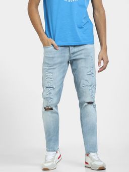 Jack & Jones - Men Solid Light Blue Jeans