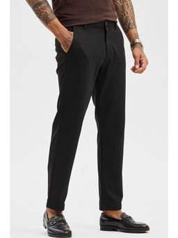 Snitch - Black Solid Stretch Slim Fit Trouser
