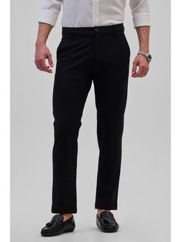 Snitch - Black Slim Fit Solid Trouser
