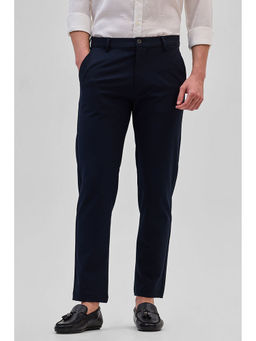 Snitch - Navy Blue Slim Fit Solid Trouser