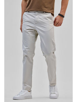 Snitch - Cream Slim Fit Solid Trouser
