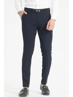 Snitch - Navy Blue Checks Slim Fit Trouser