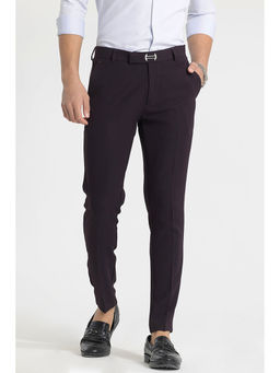 Snitch - Maroon Checks Slim Fit Trouser