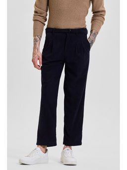 Snitch - Navy Blue Corduroy Relaxed Fit Trouser with Belt (Set of 2)
